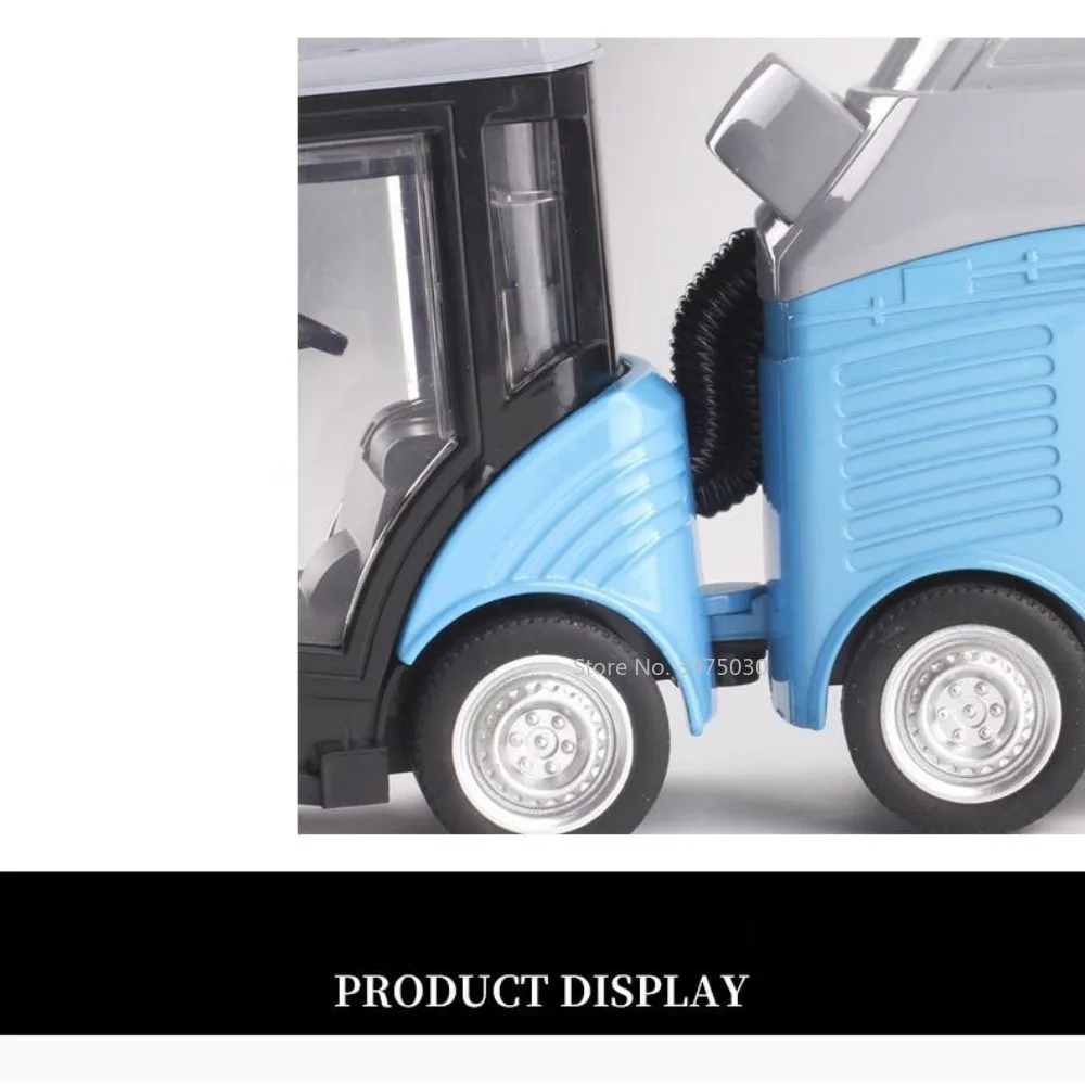 14cm Sweeper Car Model Toy Alloy Diecast Urban Cleaning Vehicle with Simulated Trash Can Sound Light Toys for Boys Birthday Gift