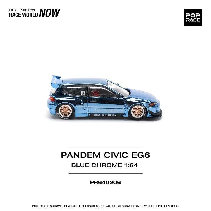 Diecast POPRACE 1:64 Scale Honda EG6 Civic Mk5 Rocket Rabbit Widebody Alloy Car Model