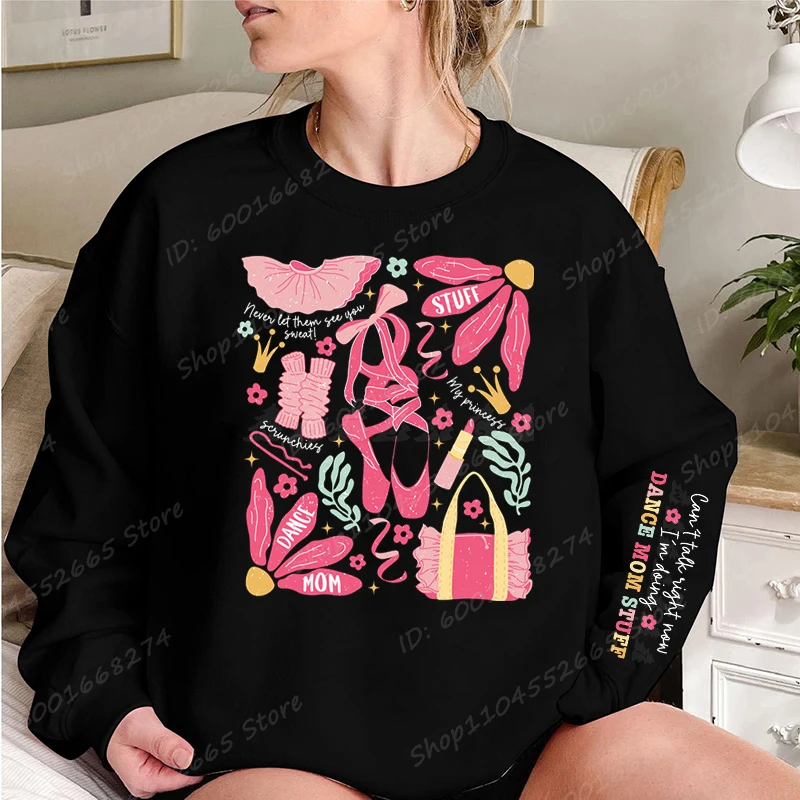 Sudaderas con estampado Dance Mom para mujer, jerséis informales con cuello redondo y gráfico, sudaderas holgadas de manga larga de gran tamaño para mujer