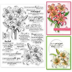 Lily Bible Flowers Clear Stamps for Cards Making The Bible Word Clear Stamp Seals 5.83x8.27inch Transparent Stamps for DIY