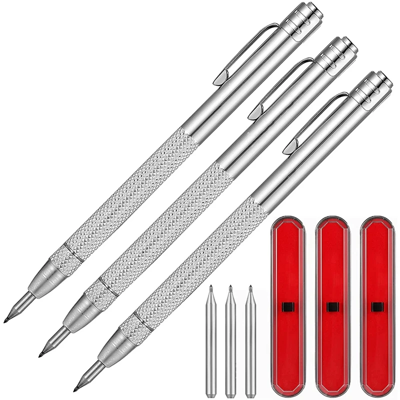 Tungsten Carbide Frosted Marking Tool Engraving Pen With Box Of 3 Packs Aluminum Etched Mechanical Pen For Glass/Metal