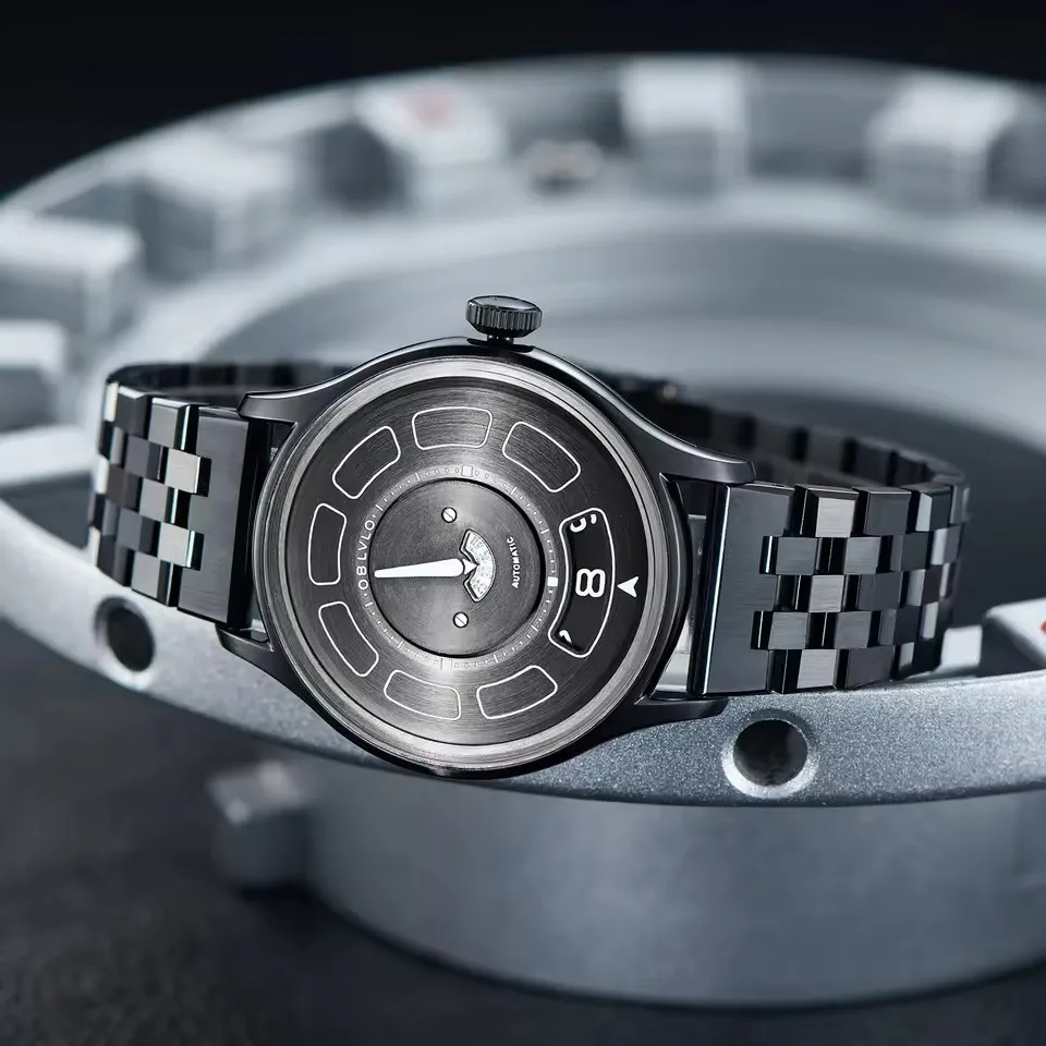 OBLVLO Men Automatic Watch 41MM Luxury Mechanical Wristwatch Luminous 5ATM Waterproof Sapphire Rotatable Dial