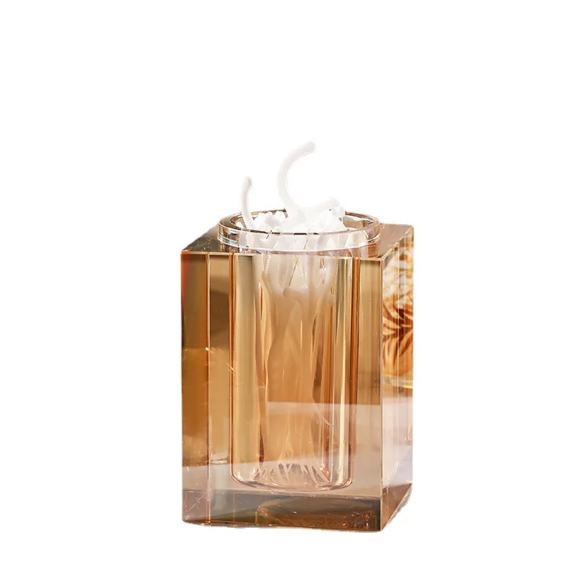 Luxury Crystal Glass Toothpick Box Barrel Home Dining Table Hotel Cotton Swab Dental Floss Storage Box Jar Clear Glass Container