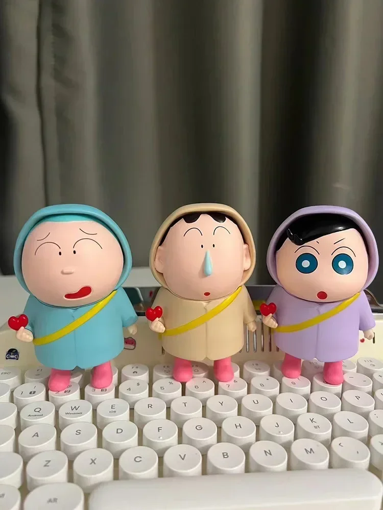 5pcs Set Crayon Shin-chan Anime Figures Kasukabe Defense Force Masao Nini Dumb Dolls Desktop Trinkets Vinyl Decor Kids Toy Gifts