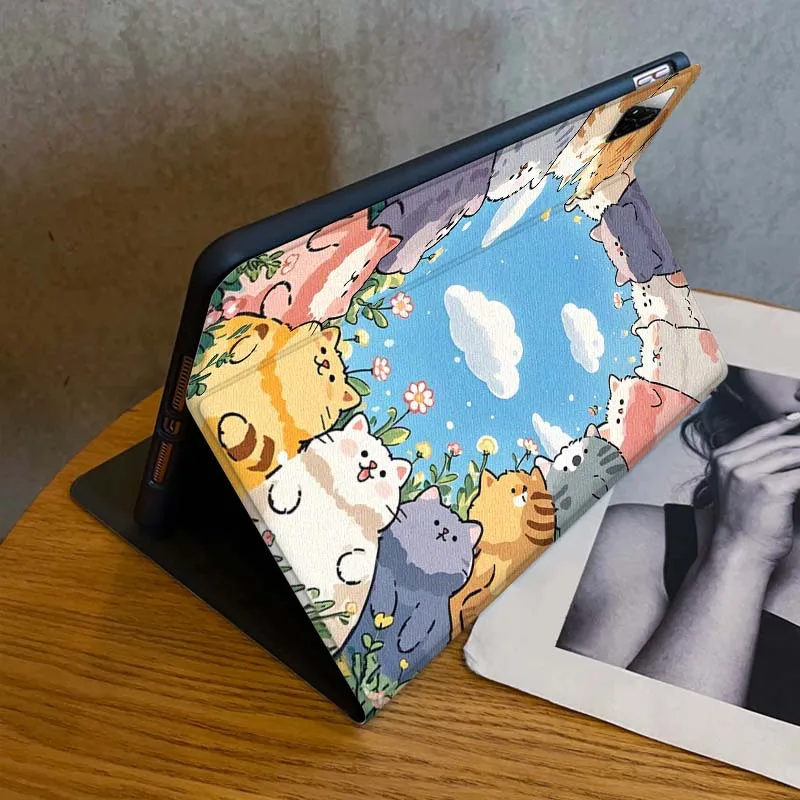 Cartoon Cute Cat Art For Xiaomi Redmi Mi Pad 4 5 6 6s 7 7s SE Pro 2 11 Plus Max 12.4 11 11.2 12.5 8.7 inch Tablet Case view 3