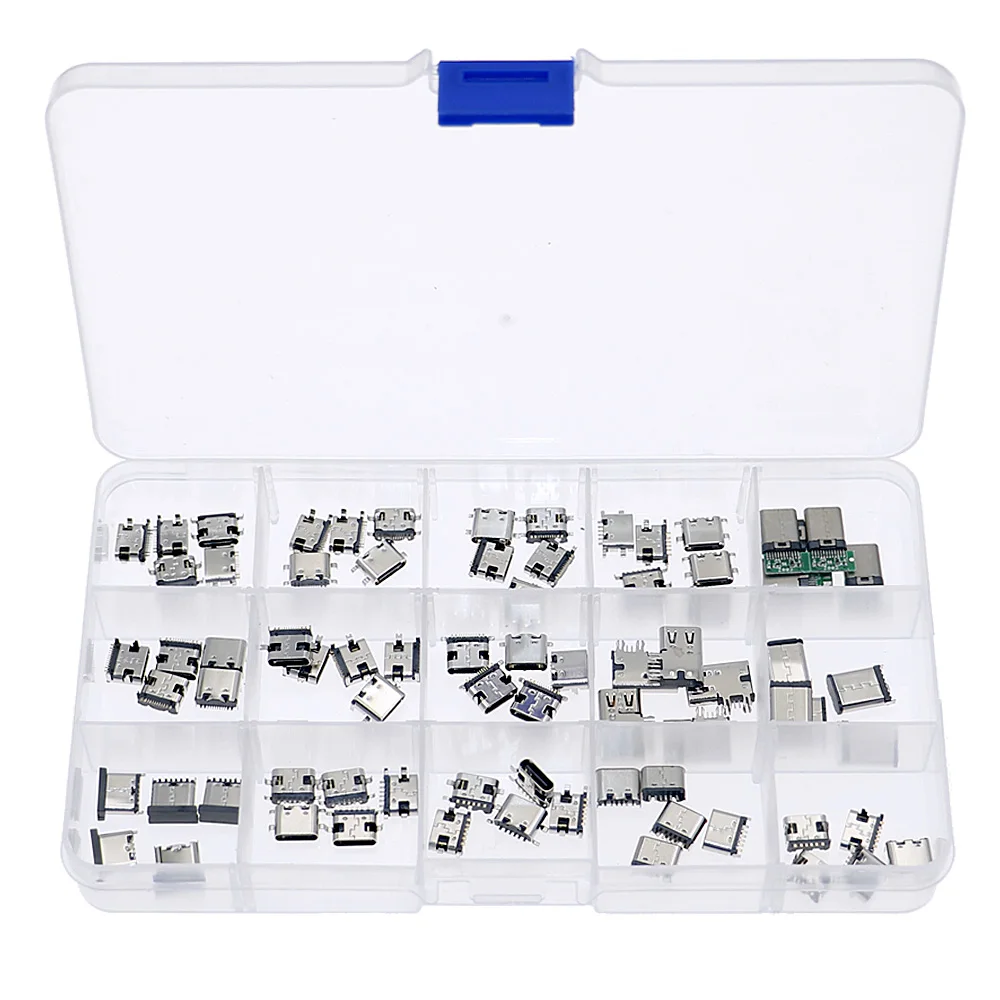 75Pcs/set 15Value Type-C USB Charging Dock Connectors Mix Use For Mobile Phone And Digital Product Repair Kits