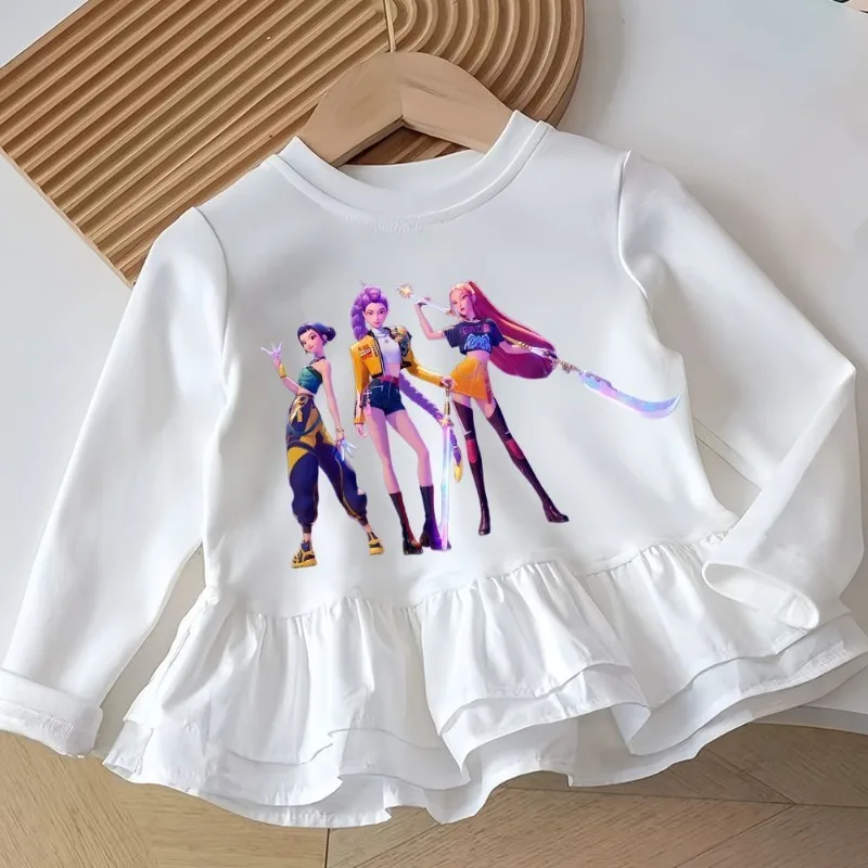 قميص KPop Demon Hunters Cartoon Anime Rumi Mira Zoey للسيدات للربيع والخريف قميص قاعدة حلو ولطيف مخصص #4