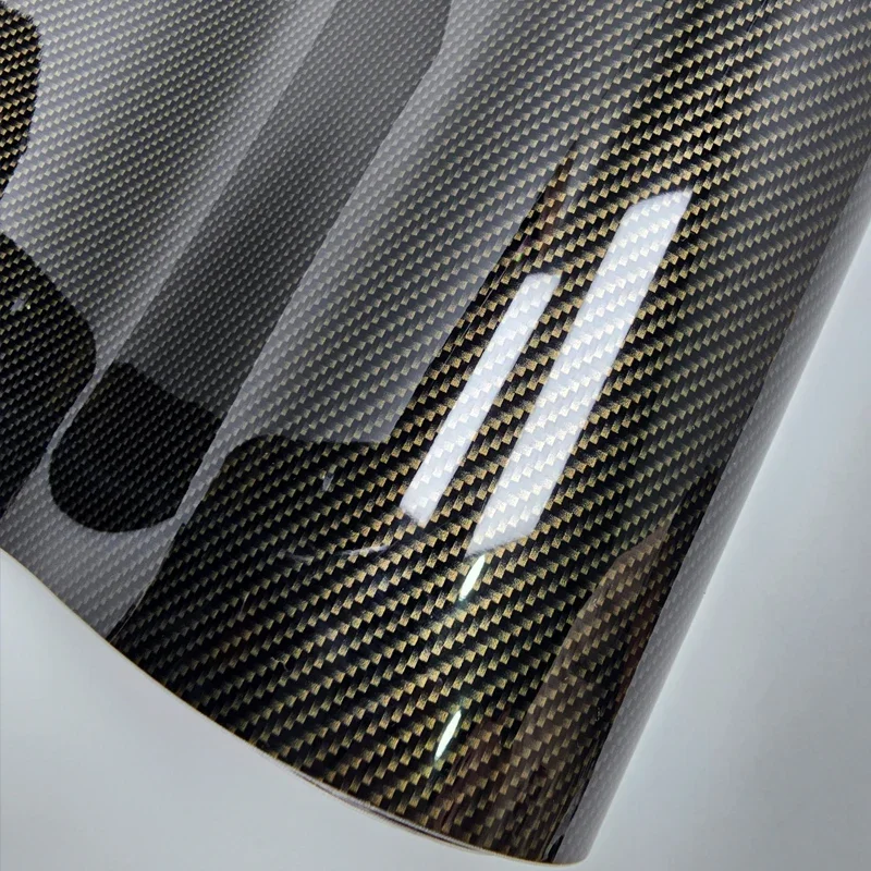 High Glossy Black Gold 8D Carbon Fiber Car Wrap Film Sticker for Car Tuning Stickers Adhesive Vinyl for Motorcycle Cover Decals