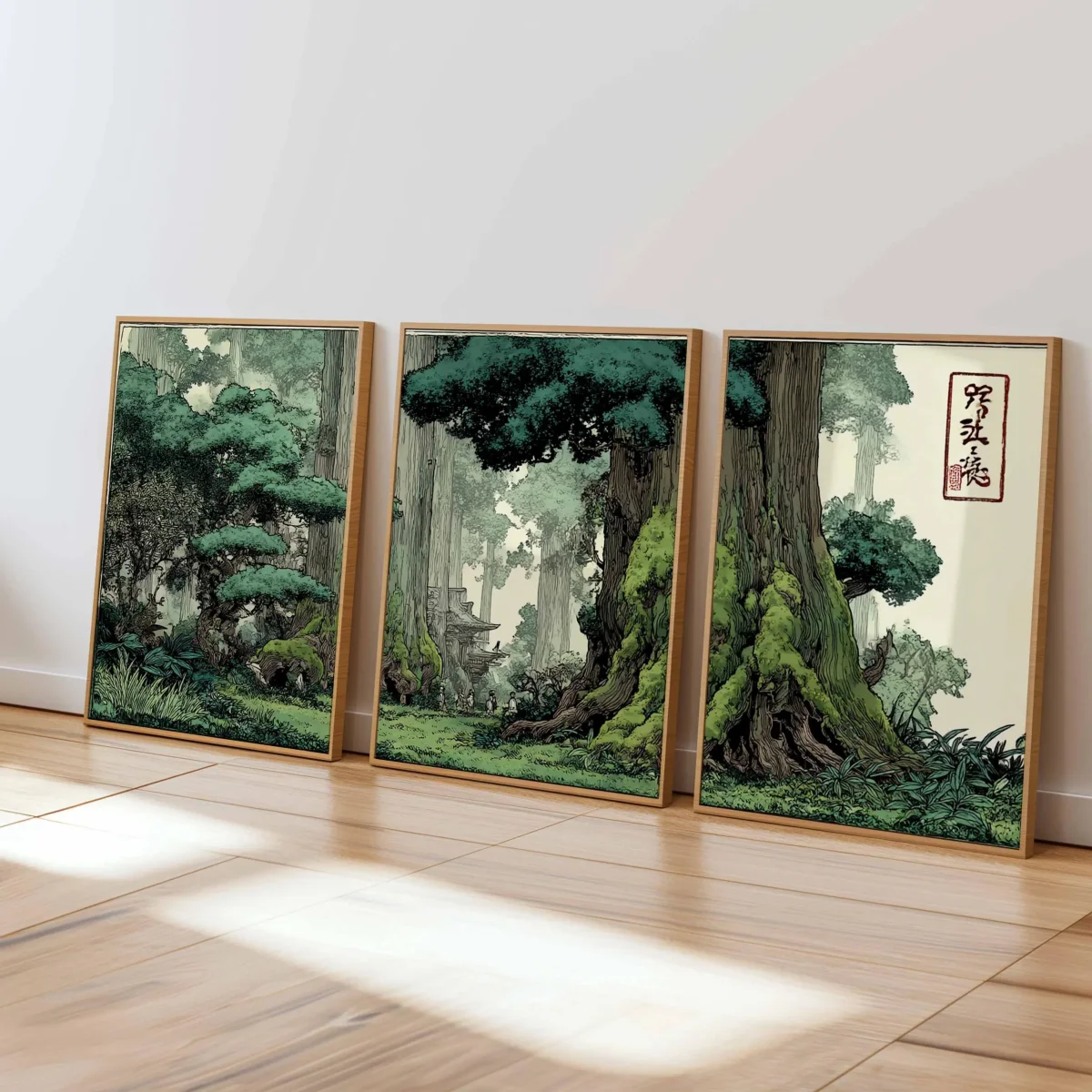 1/3 Stück Japanische Wald-Leinwanddrucke Poster Japandi Anime Ghibli Botanische Kunstdrucke Wohnzimmer Wandkunst Heim-Dekor Kunstposter