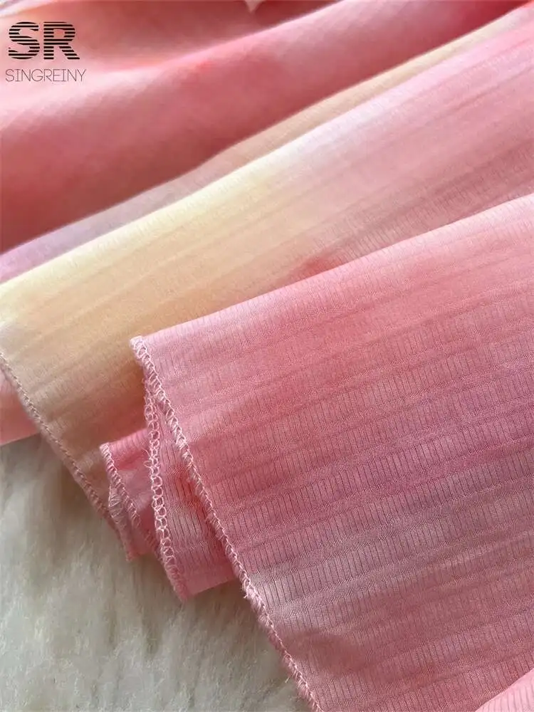 BabYoung Summer Vacation Two Piece Sets 2025 French Style Sexy Halter Camis Elastic Waist Skirt Women Gentle Print Beach Suits