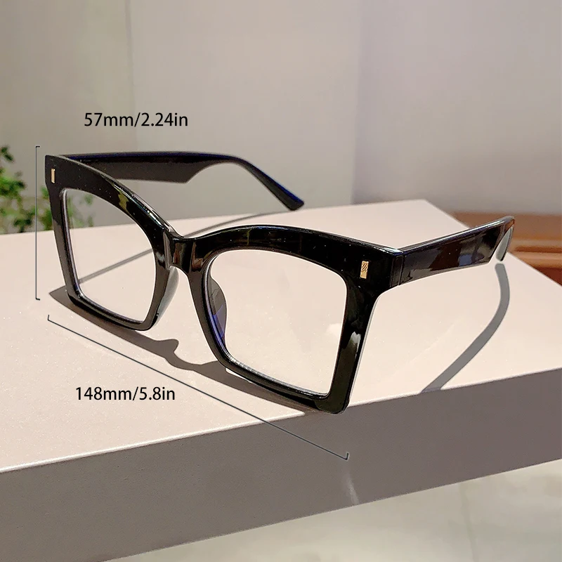KAMMPT Vintage Square Glasses Frames Women Stylish Oversized Non-prescription Eyeglasses 2024 Ins Trendy Brand Design Eyewear