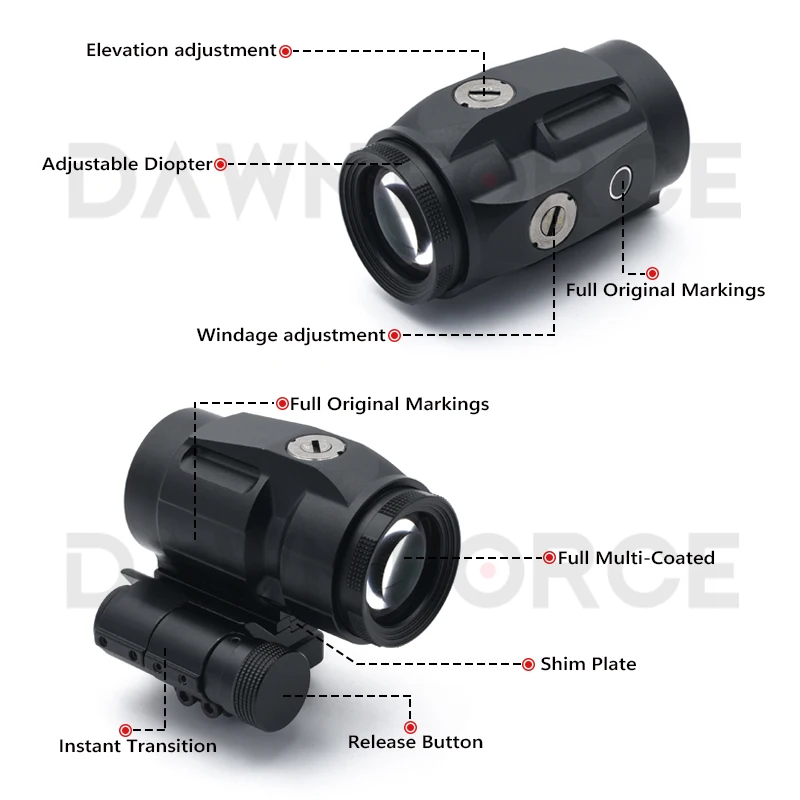 JULIET3 3X Magnifier Sight with Switch to Side QD Absolute Co-witnessor Lower Third Mount for Red Dot Holographic Sight