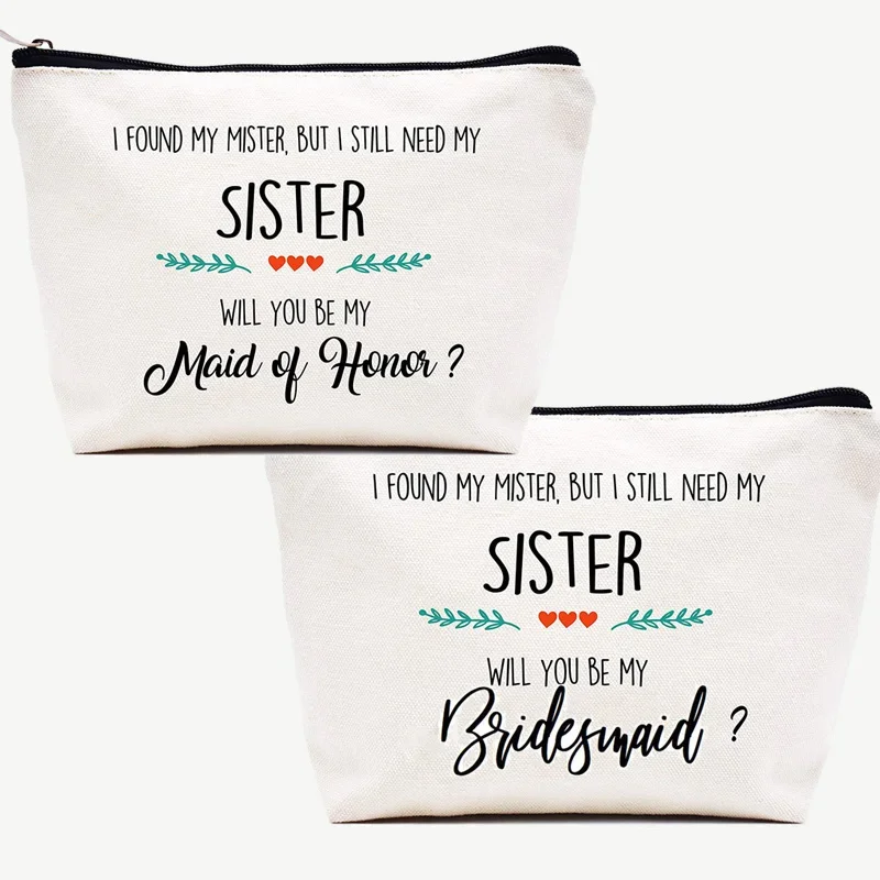 Will You Be My Maid of Honor Bridesmaid Makeup Bag Bridal Shower wedding Bachelorette Party Sister Friend Proposal Gift present