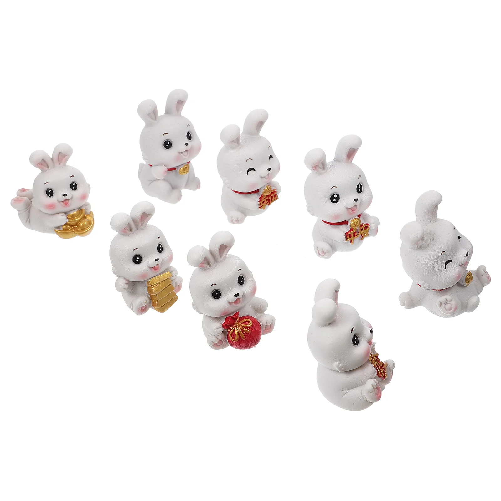 

8 Pcs Rabbit Ornament Bunny Statues Figurine Miniature Figurines Adorable Resin Figures Small Craft