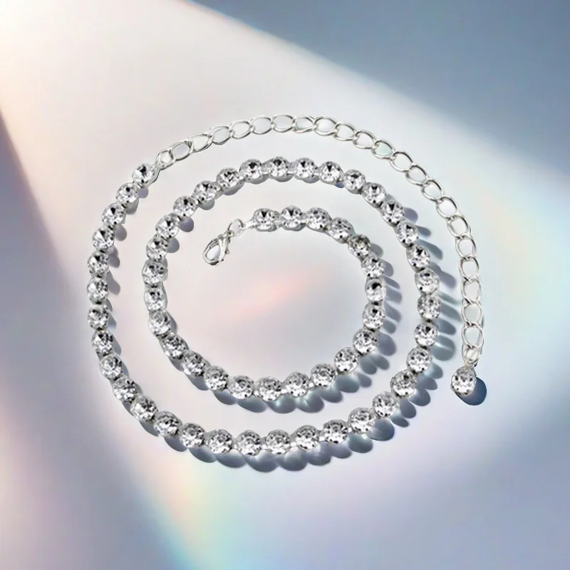 Große Diamant-Mode-Strass-Taillenkette für Damen, verstellbare Metall-Körperkette für Kleider, Bauchtanz-Wasserdiamantgürtel – Detail 5