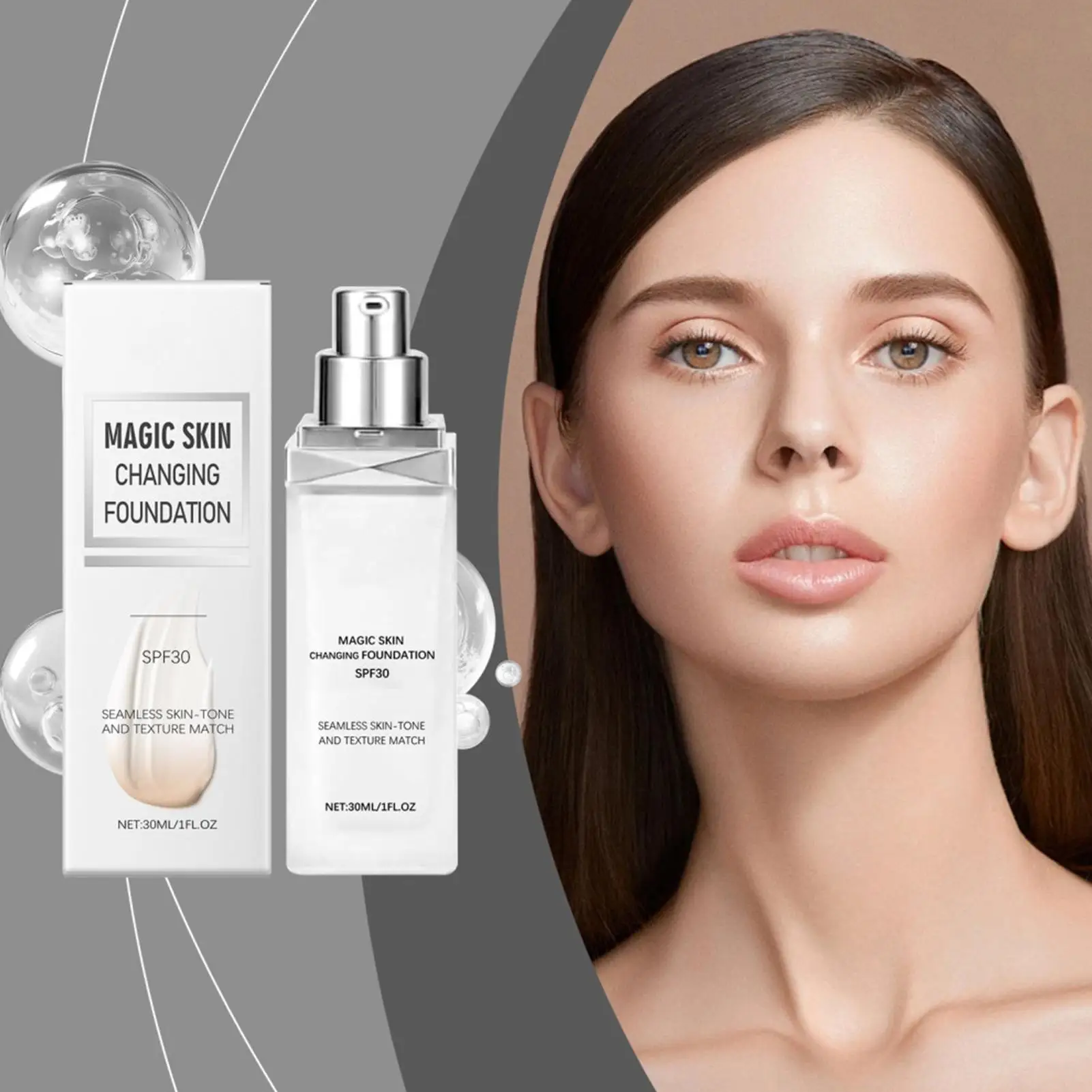 Color Changing Foundation Color Match Foundation SPF 30 Concealer Hydrating Coverage Cream Tone Correcting Base Face Women