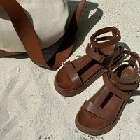 BeauToday Summer Gladiator Sandals Women Calfskin Leather Open Toe T-bar Strap Hook & Loop  Summer Ladies Shoes Handmade 07130 - Image 4