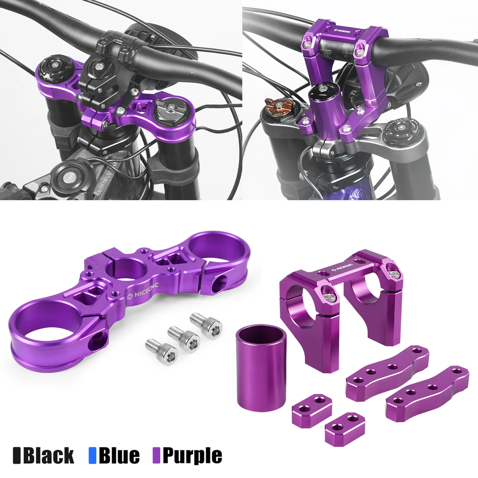 

NICECNC For Surron Light Bee X S Motocross Upper Triple Clamp Top Link & Handlebar Bar Riser Mount Bracket Electric Dirt Bike