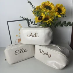 Borsa per il trucco multifunzionale personalizzata borsa da toilette portatile in PU di grande capacità da viaggio personalizzata Nane borsa per cosmetici regalo da donna