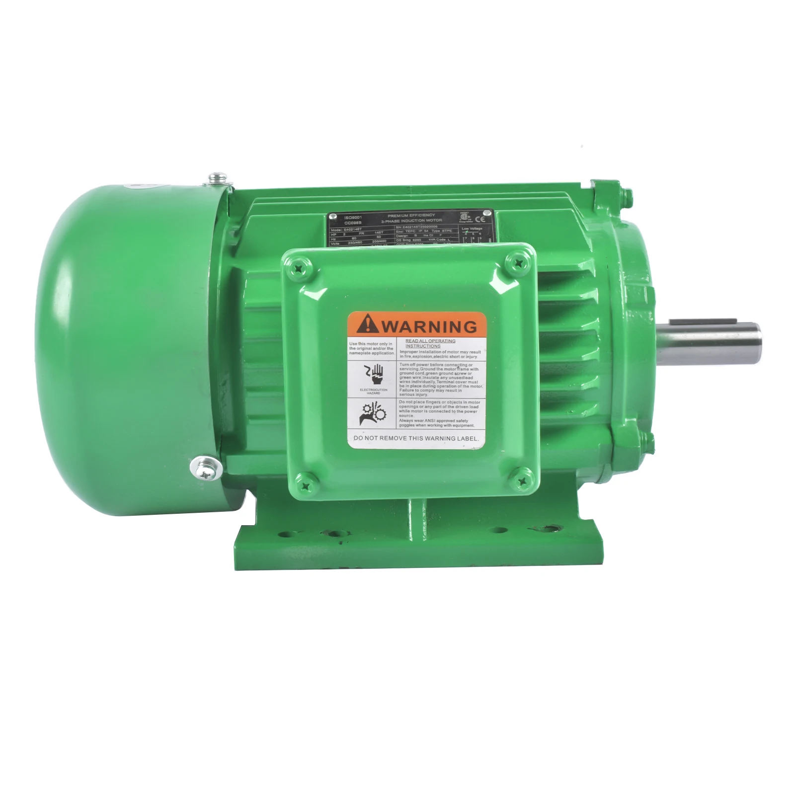 AP03 Electric Air Compressor Motor 2 HP 230/460 Volt 3 Phase 1800 RPM 145T TEFC IP55