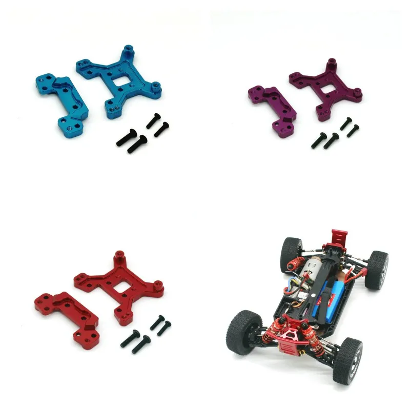 WLtoys 124016 124018 1/12 RC 4WD, suku cadang upgrade logam untuk kendali jarak jauh rak peredam kejut belakang dan mobil