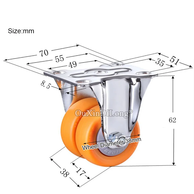 4Pieces 1.5'' Heavy Dual Universal/Directional Castors Wear-resistant Nylon Furniture Casters for Trolley Industrial Equipments