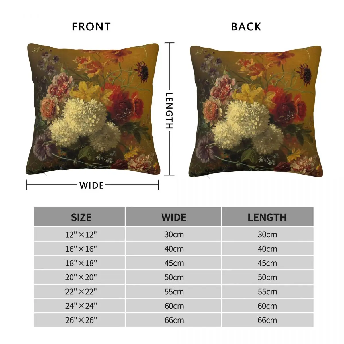 George Jacobus Johannes Van Os Still Life With Flowers Pillowcase Polyester Linen Velvet Printed Throw Pillow Case Home Cover