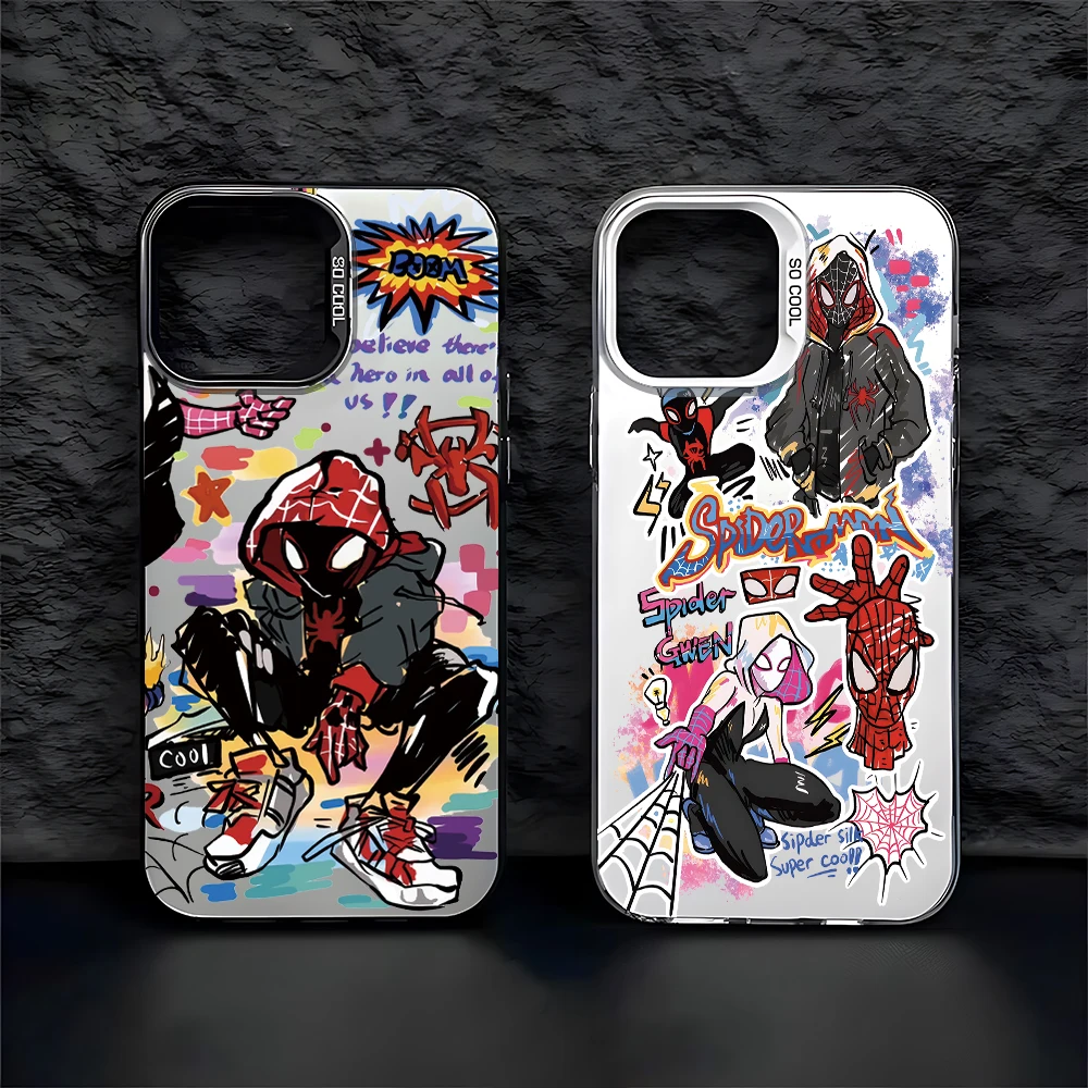 Cartoon Spider Man Woman Gwen Phone Case For iPhone 15 14 13 12 11 Pro Max X XR XSMAX 8 7 Plus Candy Matte Shockproof Back Cover