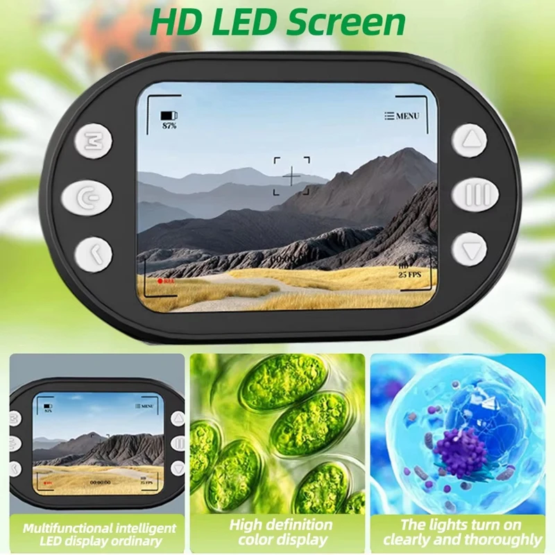 مجموعة مجهر للأطفال 1000X مجهر محمول للأطفال 4K 2.0 بوصة جيب رقمي قابل لإعادة الشحن #5