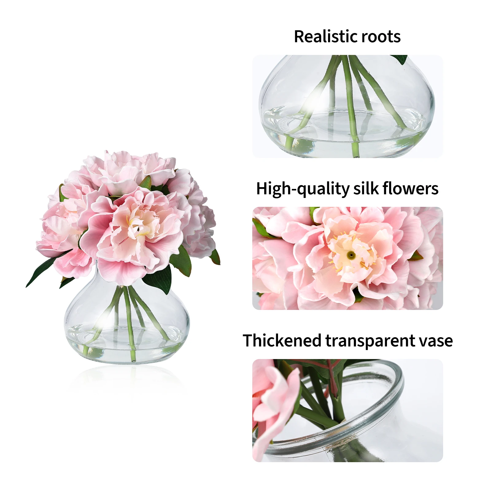 Realistic Silk Peony Artificia - Home Bathroom Glass review and price
