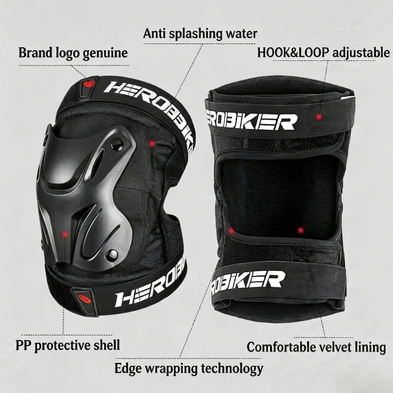 Anti-Fall Wear Resistant Motocross Knee Elbow Protectors Hard Shock Absorb Shell Adjustable Braces Motorcycle MX Riding Guards