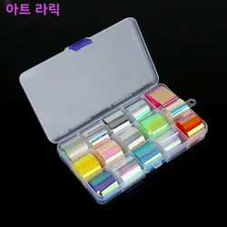 15pcs Starry Sky Laser Nail Foils Colorful Shimmer Rainbow Effect DIY Nail Art Manicure Decoration Foils