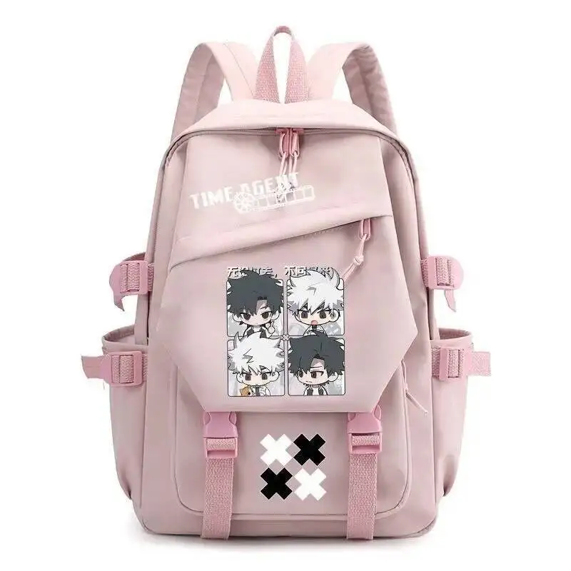 Juego de Anime Chibi negro blanco rosa verde enlace clic estudiantes adolescentes Mochilas escolares Mochilas de gran capacidad