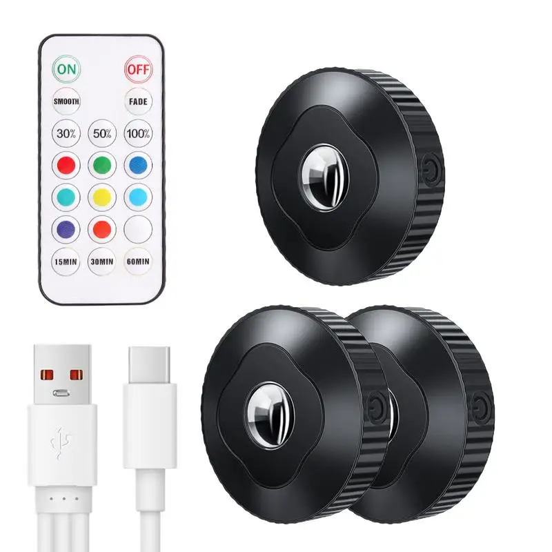 

Перезаряжаемый светильник под шкафом, 3X зарядка через USB, беспроводной RGB светильник для настроения, шкаф, красочные инструменты для освещения спальни с пультом дистанционного управления