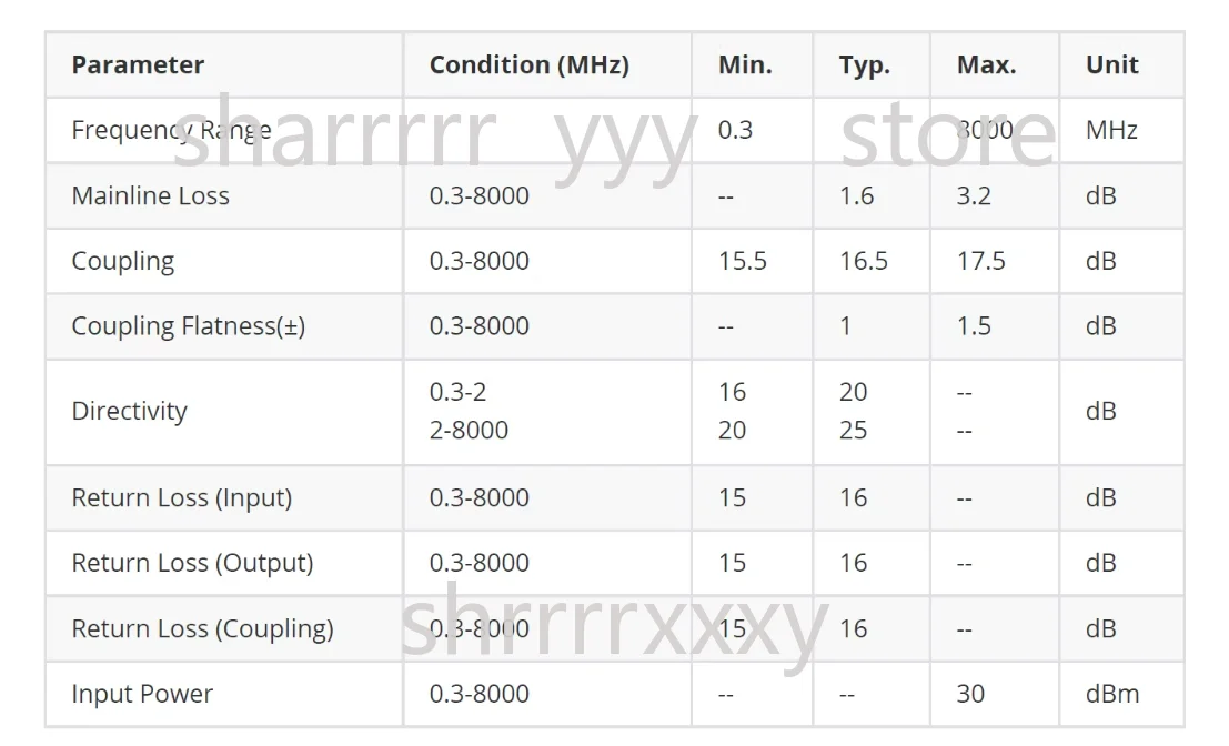 RF Directional Coupler Bridge 300kHz–8GHz 16dB Standing Wave Reflection Bridge with Stainless Steel Connector
