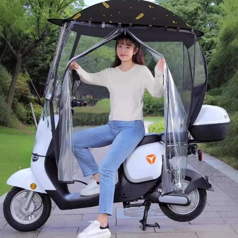 

Fully Enclosed E-Bike Canopy Shelter - UPF50+ Sun & IPX4 Rain Proof, Heavy Duty Windproof for Winter Black