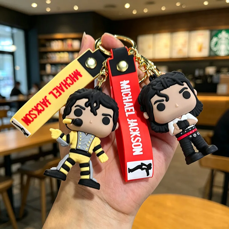 2026 NEW HOT Michael Jackson 4 Styles Keychain Music Idol Doll MJ Machine Key Chain Bag Decoration Collect Fan Gifts view 3