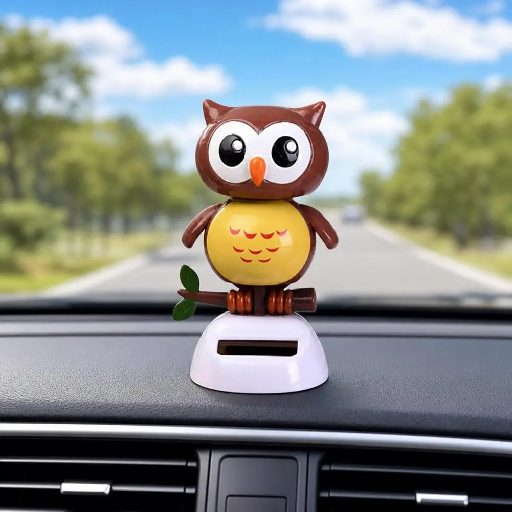 Solar Powered Dancing Owl Car Dashboard Ornaments Cute Shaking Head Little Owl Solar Figurines Car Dashboard Desk Decorations