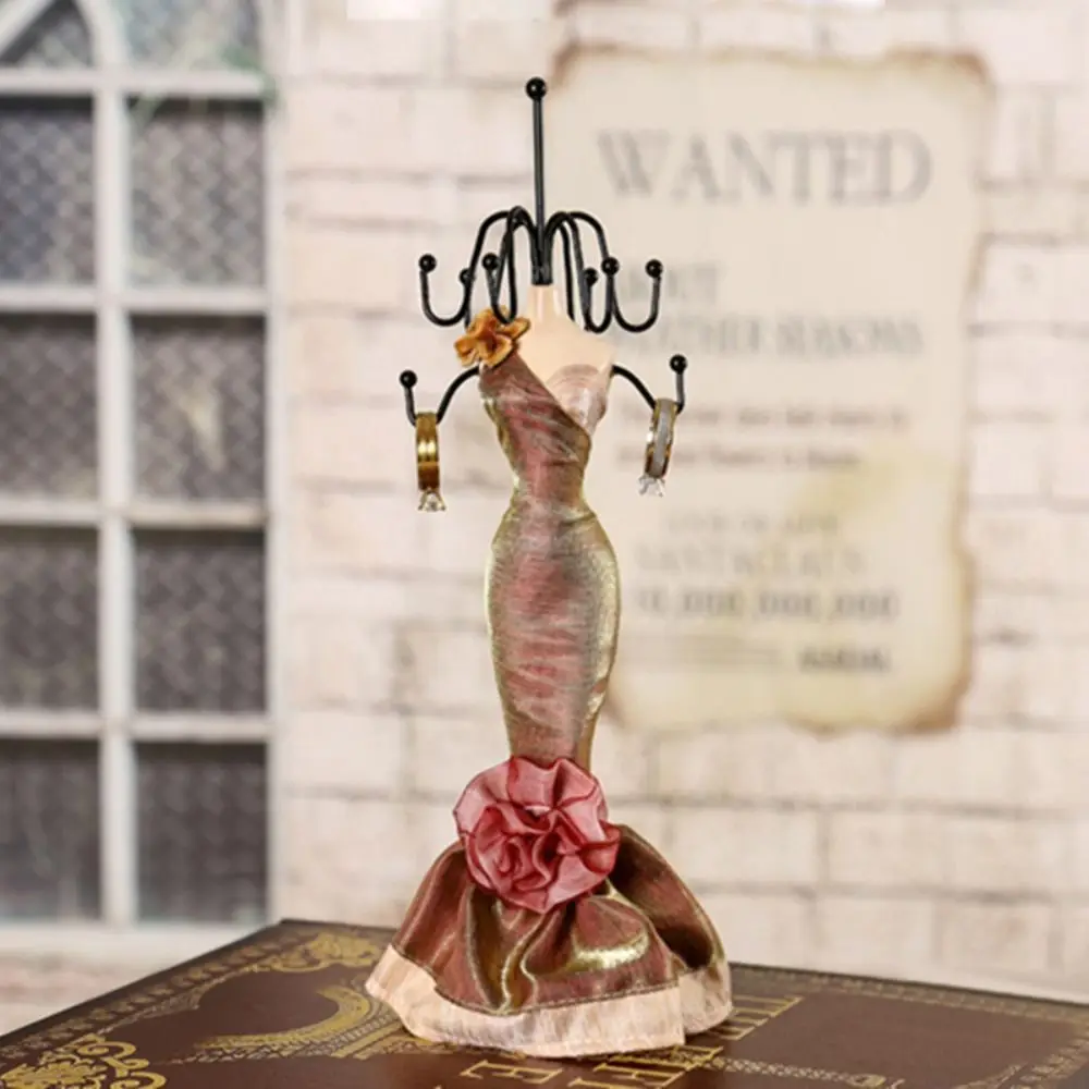 

Organizer Rack Necklace Mannequin Display Stand Ring Princess Earrings Stand Holder Display Rose Ribbon