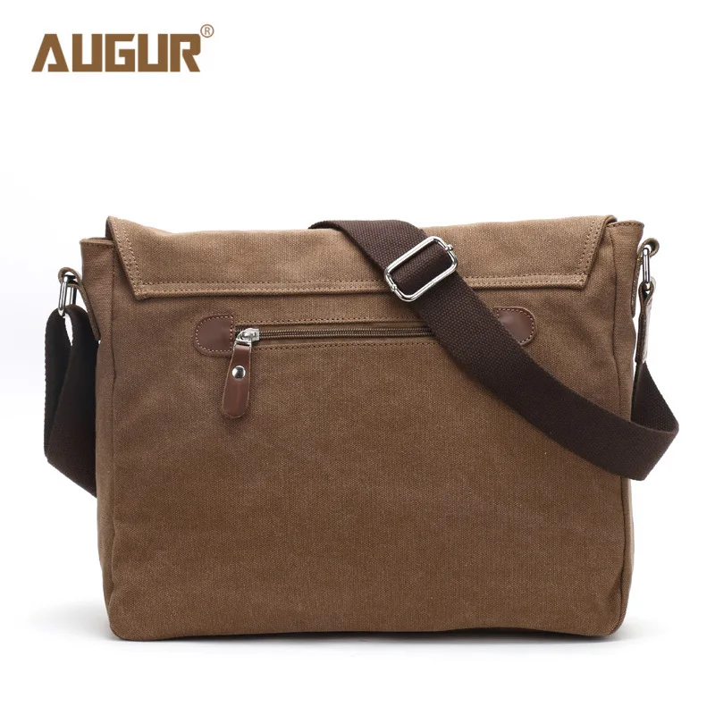 Augur Top quality Canvas Leather Crossbody Bag Men Military Army Vintage Messenger Bags Shoulder Bag Casual Travel school Bags