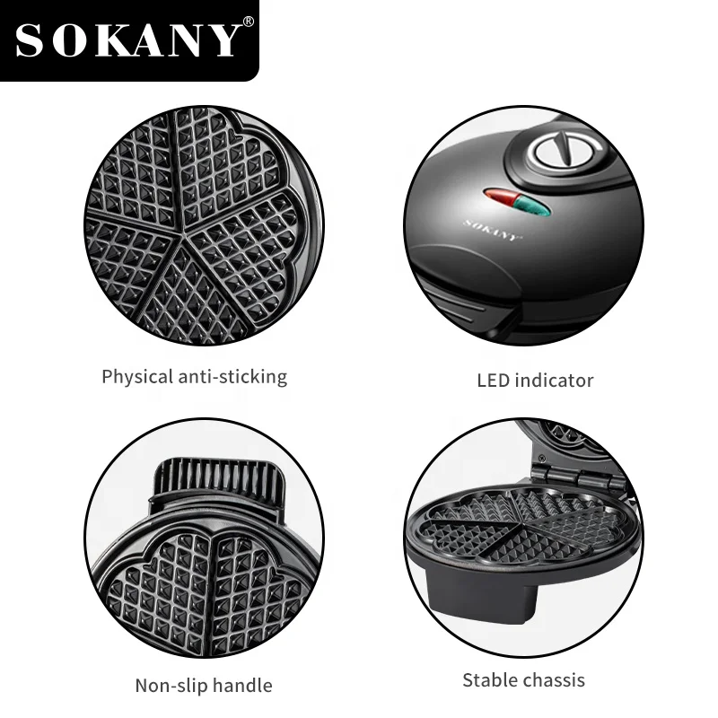 Sokany 838 Hot Mini Donut Maker Microwave Toasted Sandwich Maker Breakfast Waffle Machine