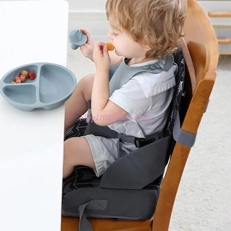 R6FD Foldable Toddlers Seats Baby Heightening Chair Cushion for Dining Table Adjust Belt Chair Heightening Pad