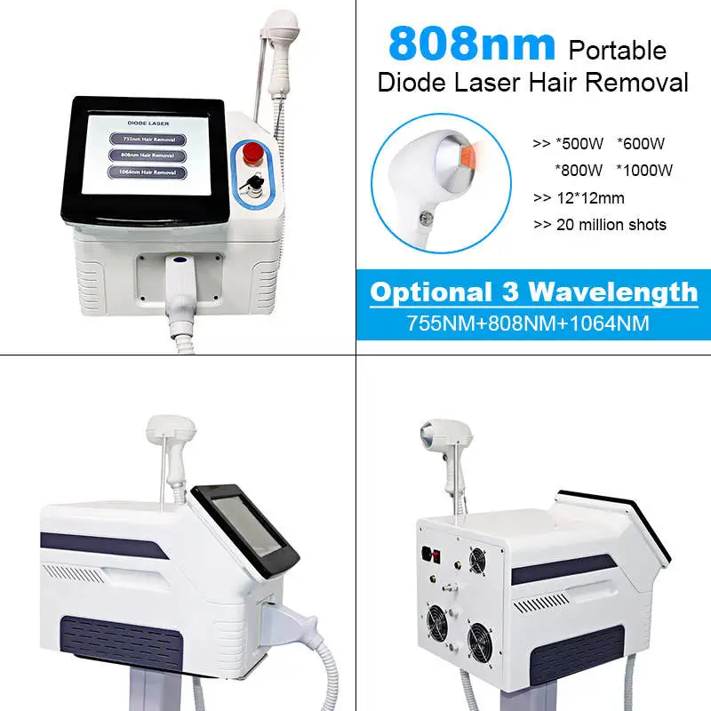 جهاز إزالة الشعر بالليزر ديود محمول ، العناية بالبشرة الاحترافية ، آلة تجعد المسام وتقليص المسام ، جهاز إزالة الوشم متعدد الوظائف ، 808 نانومتر