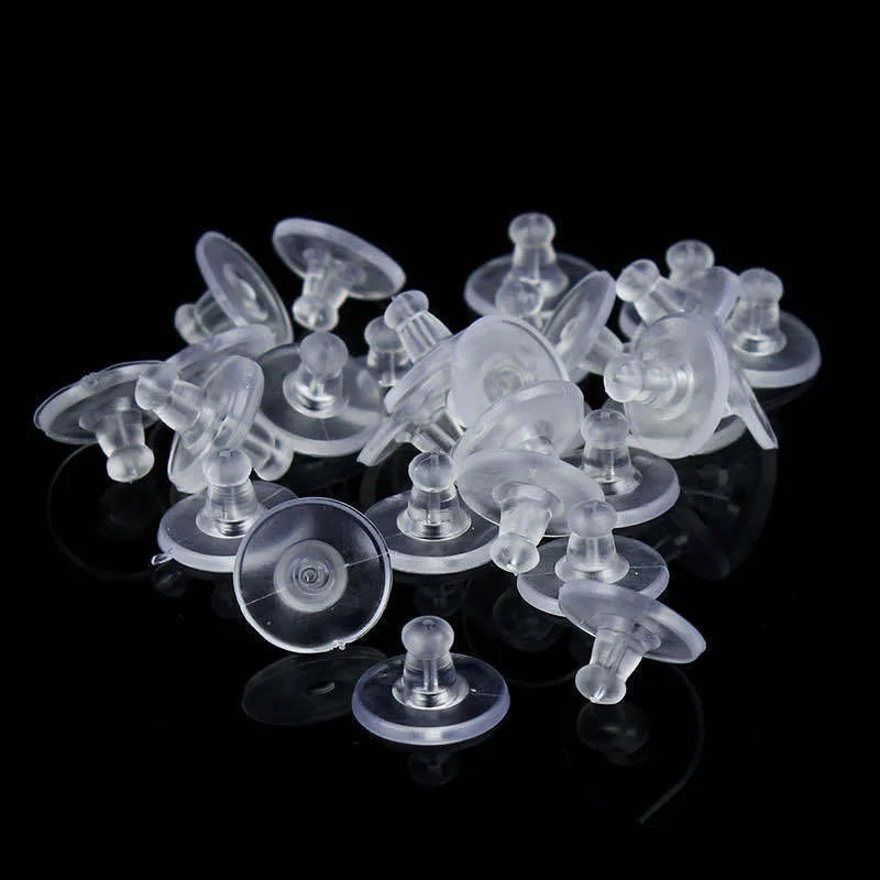 100 Stks/partij Rubber Ear Terug Stoppers Silicone Ronde Oor Plug Geblokkeerd Caps Oorbel Mouwen Voor Sieraden Maken Diy Accessoires