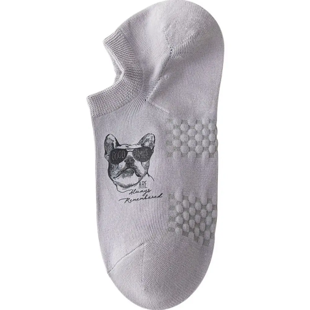 Calcetines cortos de algodón con estampado de perro para hombre, medias deportivas invisibles con fondo de masaje de dibujos animados, para verano