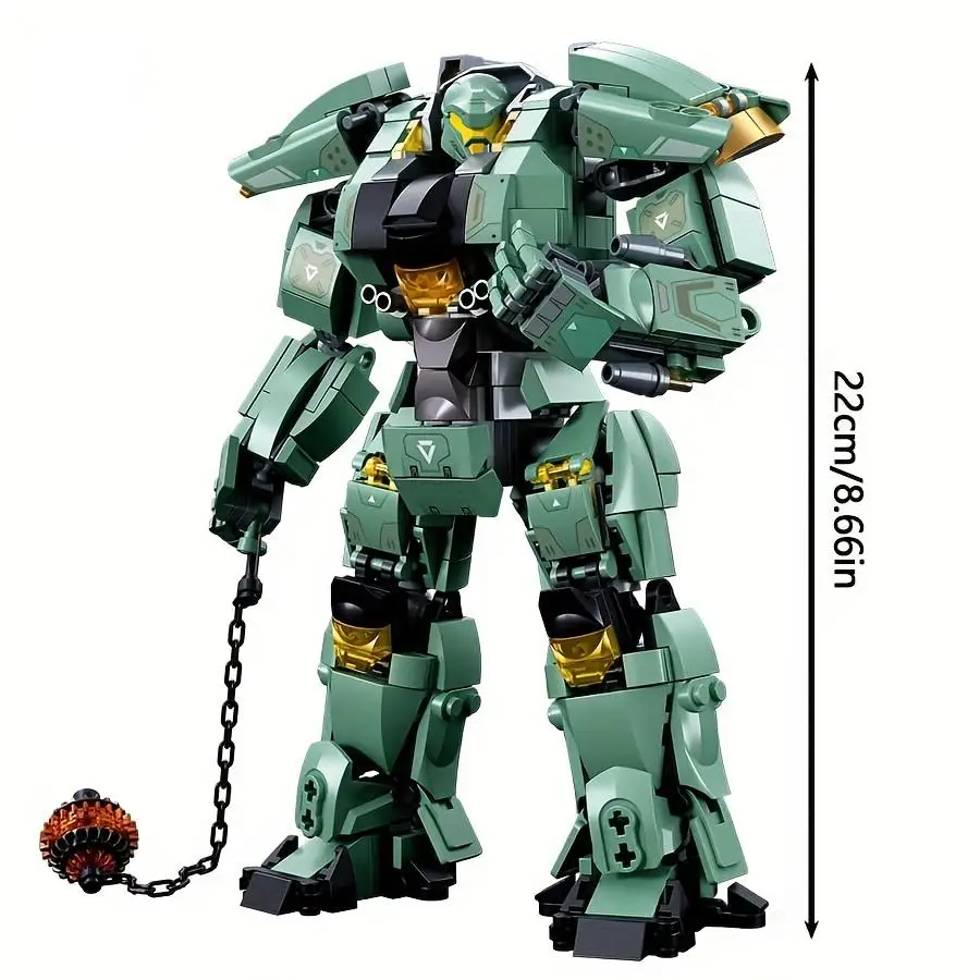 Get Your Own Green Warrior Robot With Chain Hammer - Battle Building Blocks Toy - Perfect Christmas&Birthday Gift 542pcs