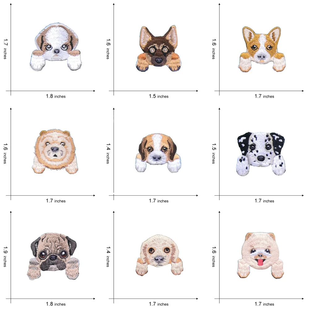 Dog Embroidered Iron On/ Sew On Patches Sheepdog Bulldog Poodle Avatar Animal Badges Appliques Clothing Backpacks Jeans T-Shirt