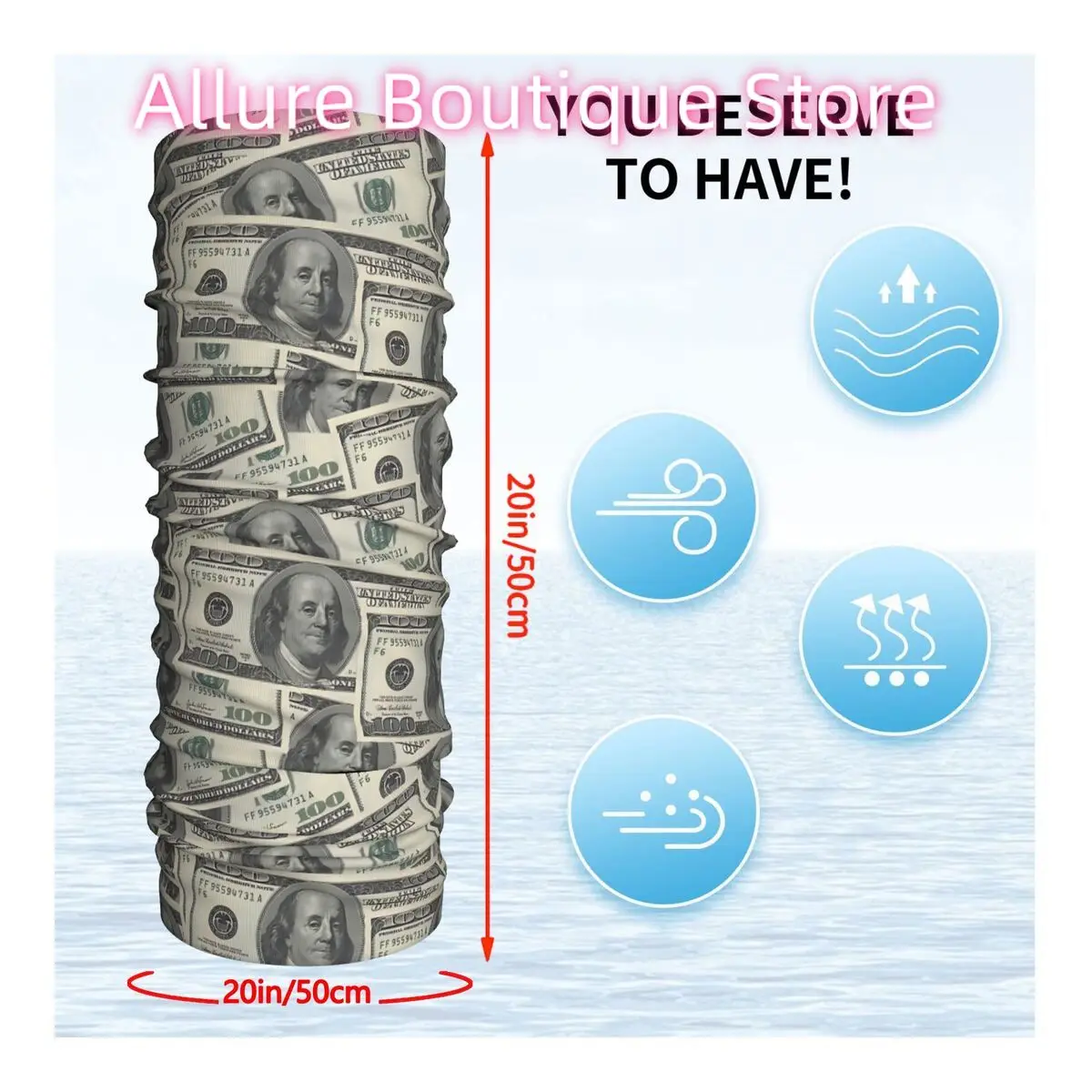 100ドル札 バンダナ ネックカバー ラップ スカーフ バラクラバ サイクリング ユニセックス 大人用 通気性