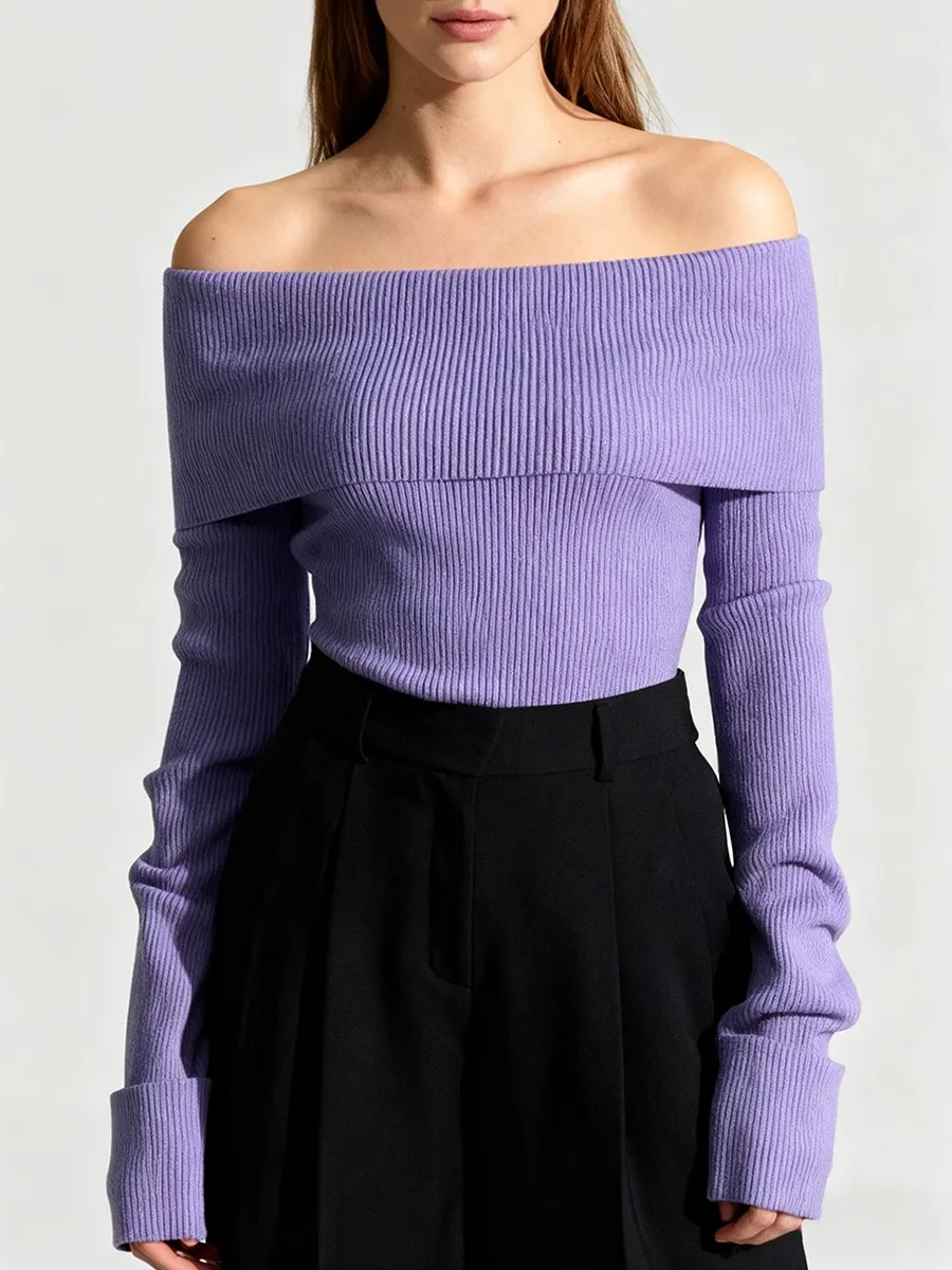 TWOTWINSTYL الصلبة التخسيس موضة البلوزات للنساء مائل الرقبة طويلة الأكمام سبليت عارية مردف الحد الأدنى سترة الإناث جديد #2