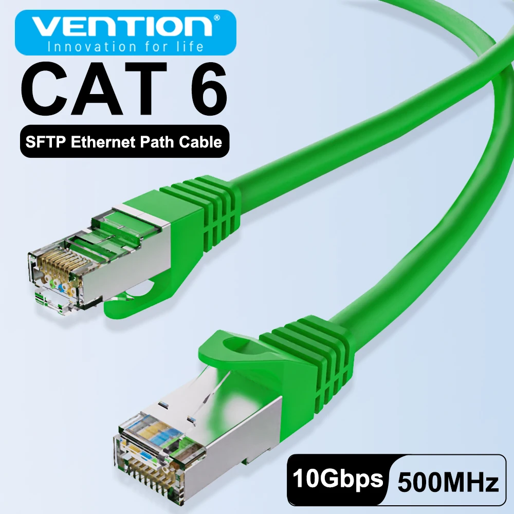 Cable Ethernet Vention Cat6, red SFTP Gigabit de alta velocidad, 10Gbps, 500Mhz, Cable RJ45 de Internet blindado para ordenador portátil, enrutador y PC ﻿